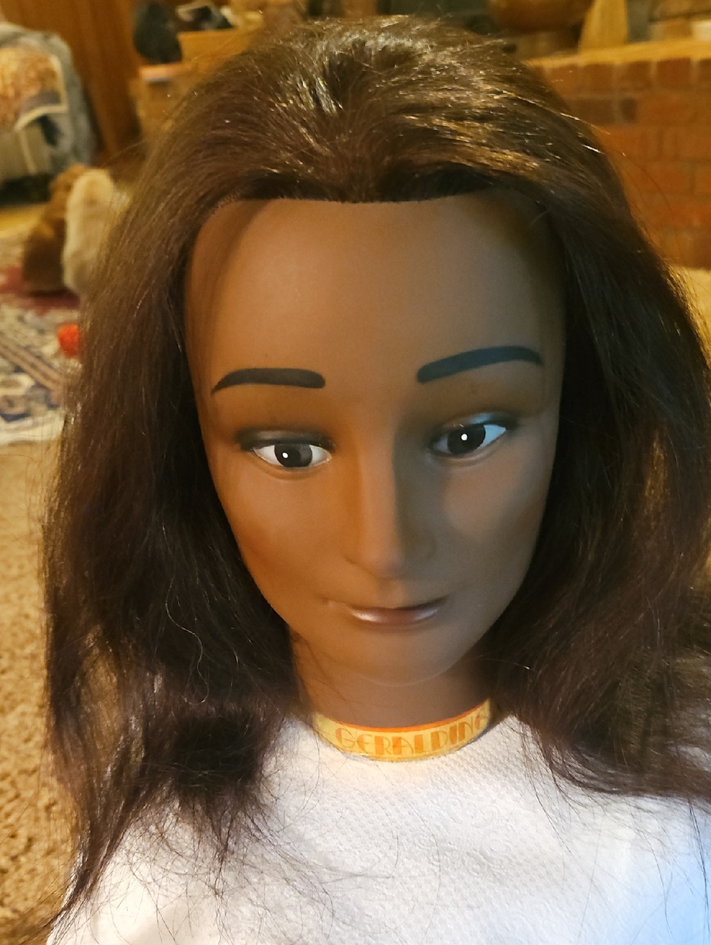 Dark Brown Hair Head with Natural Features Geraldine Manikin